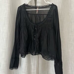 free people black blouse